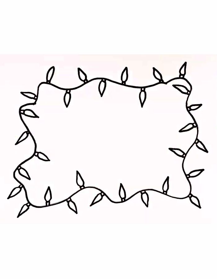 Christmas Lights Drawing Easy Coloring Page