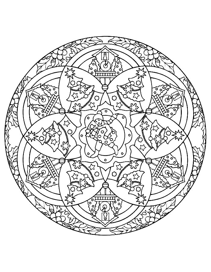 Christmas Mandala Coloring Page