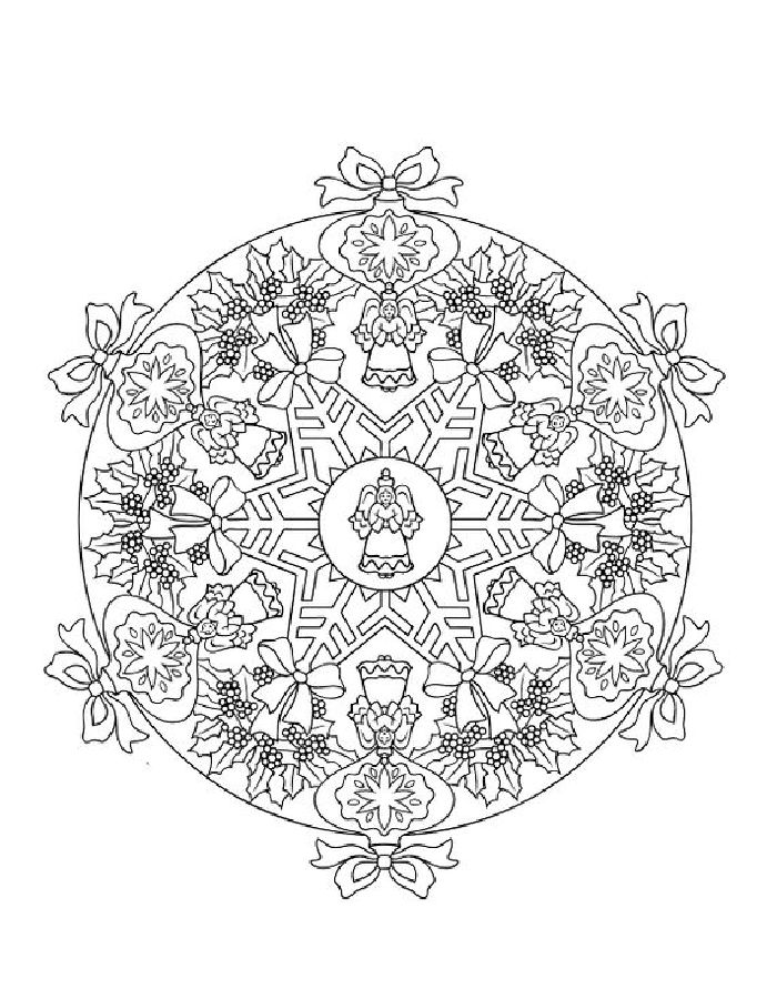 Christmas Mandala For Kids Coloring Page