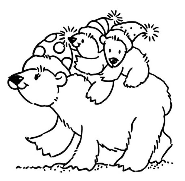 Christmas Polar Bear Coloring Page