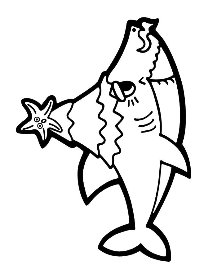 Christmas Shark Coloring Page