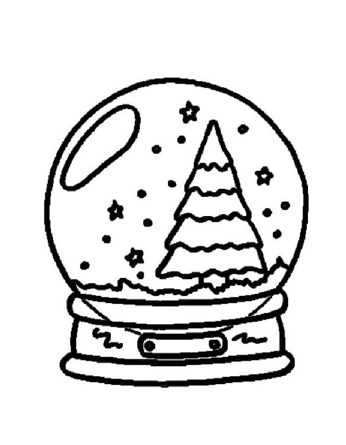 Christmas Snowglobe Line Art Coloring Page