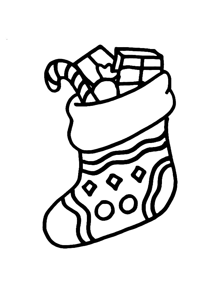 Christmas Stocking Line Art Coloring Page