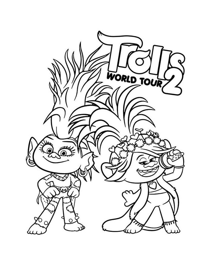 Christmas Trolls World Tour Coloring Page