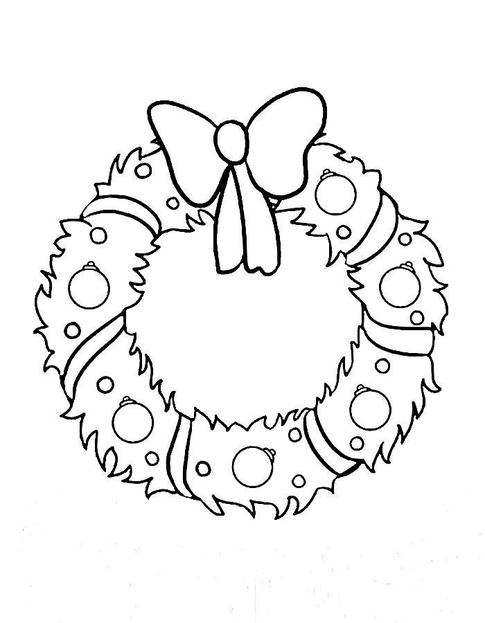 Christmas Wreath Decorations Coloring Page