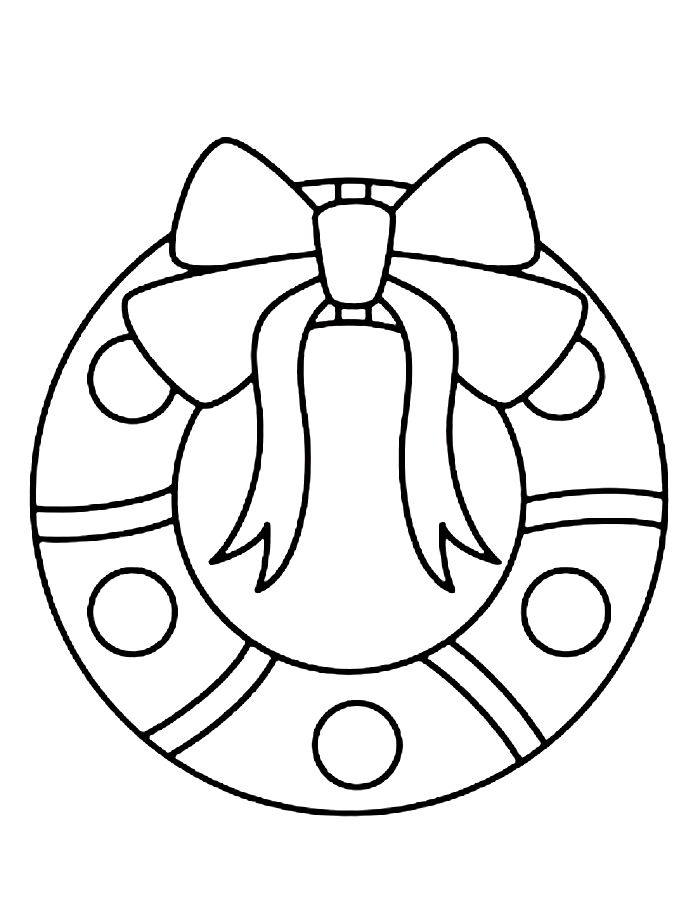 Christmas Wreath Easy Coloring Page