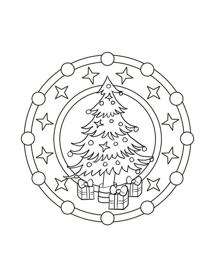 Christmas Wreath Image For Free Coloring Page