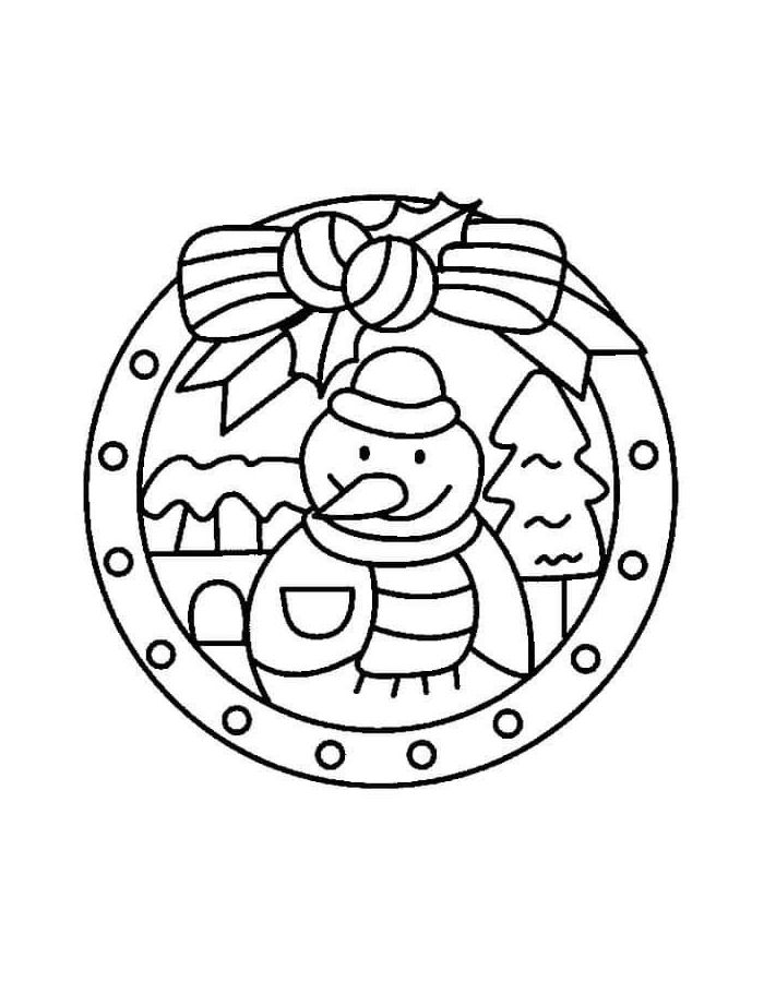 Christmas Wreath Outline Coloring Page