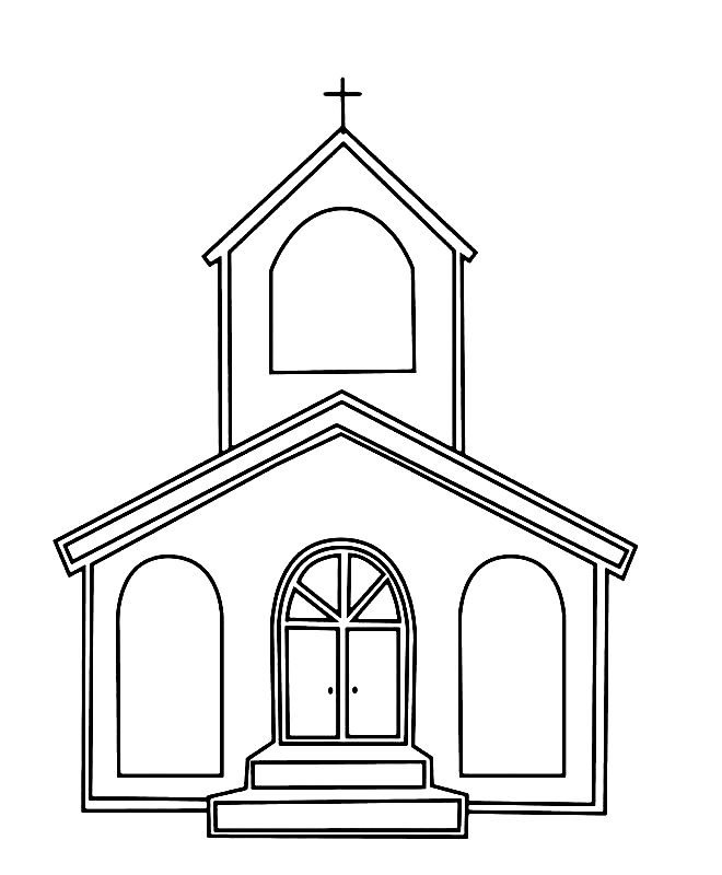 Church line art coloring page