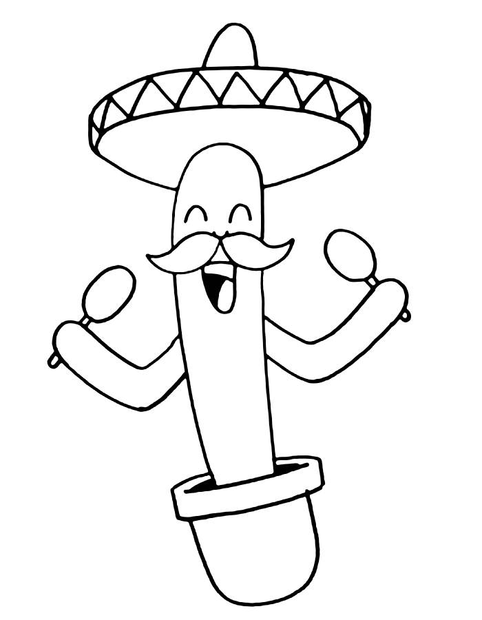 Cinco De Mayo Cactus Coloring Page