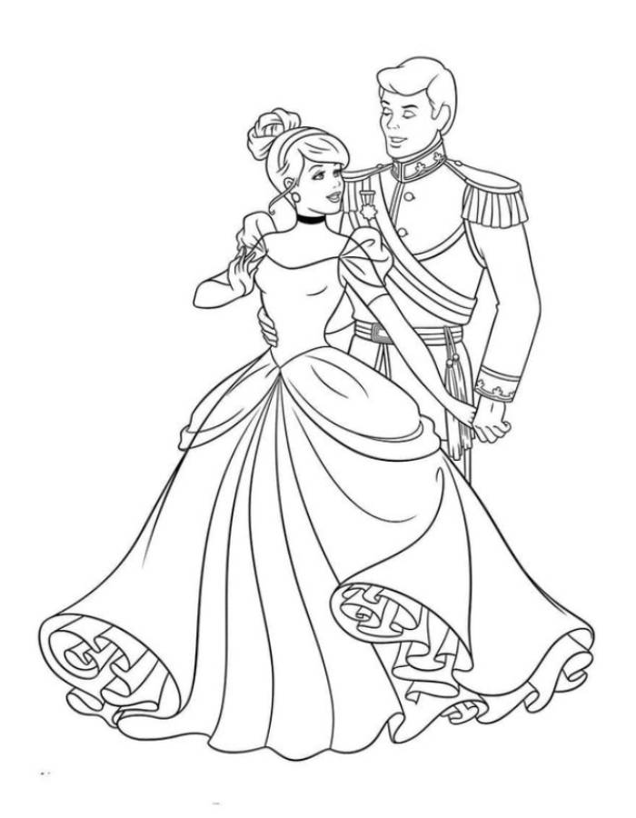 Cinderella And Prince Charming Coloring Page