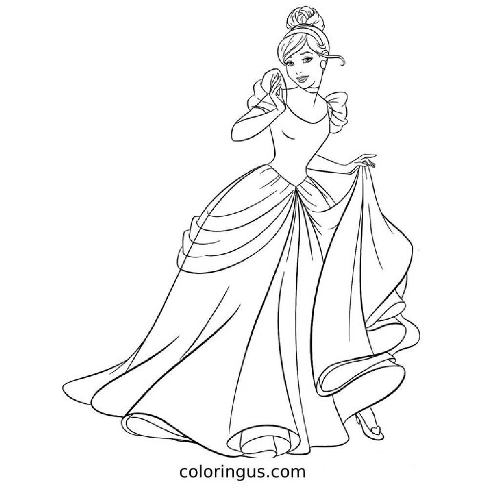 Princess Cinderella Disney For Kids Coloring Page