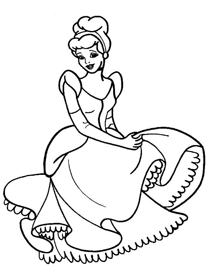 Cinderella Drawing Coloring Page