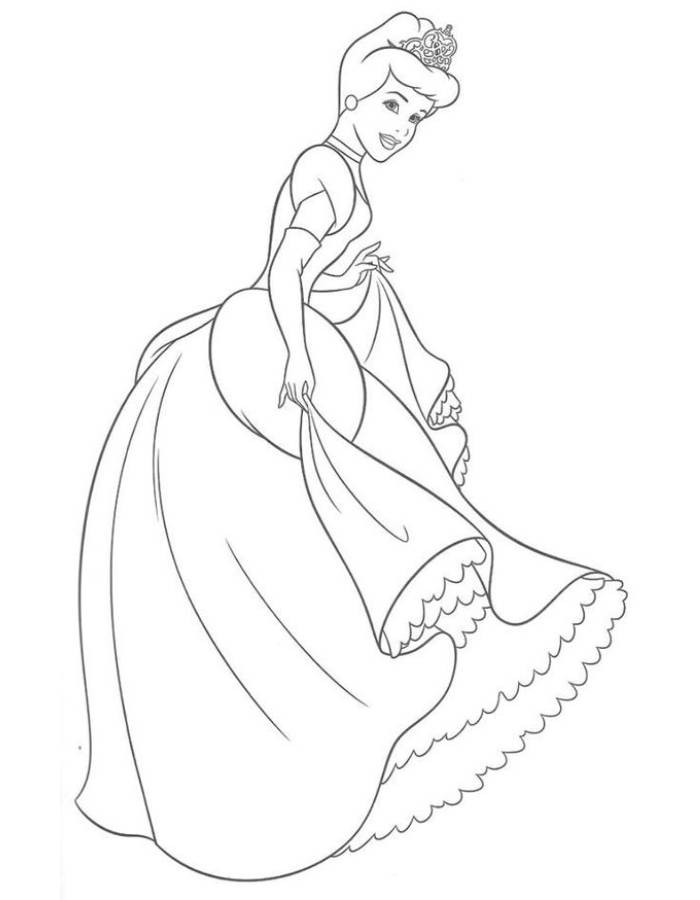 Cinderella Line Art Coloring Page