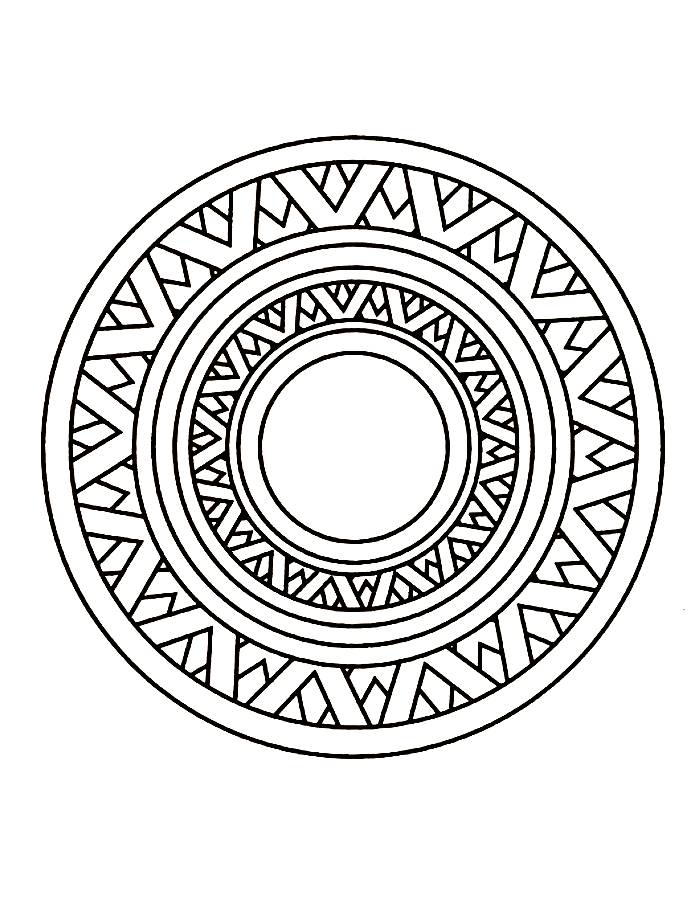Circular Tribal Mandala Pattern Design Coloring Page