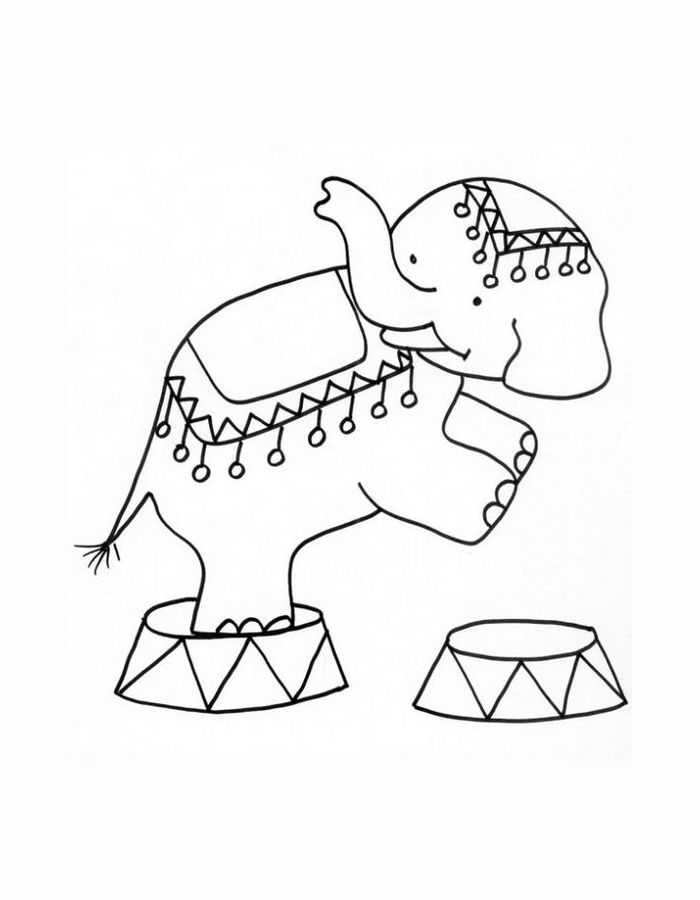 Circus Elephant Printable Pdf Coloring Page