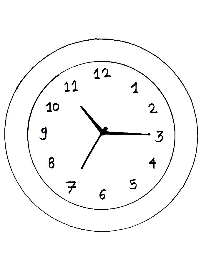 Clock Drawing Tutorial For Kids Coloring Page