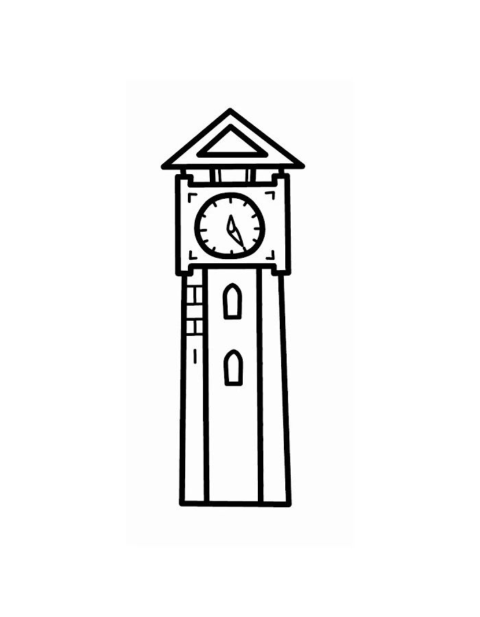 Clock Line Art Pdf Coloring Page