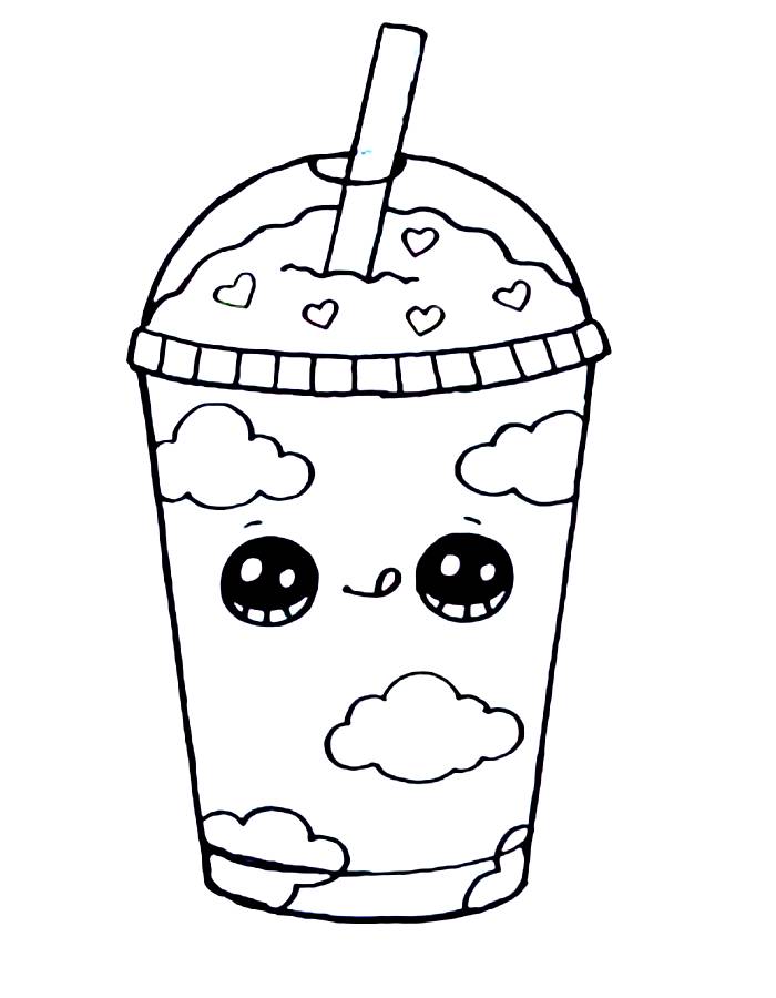 Cloud Smoothie Kawaii Drawings Coloring Page