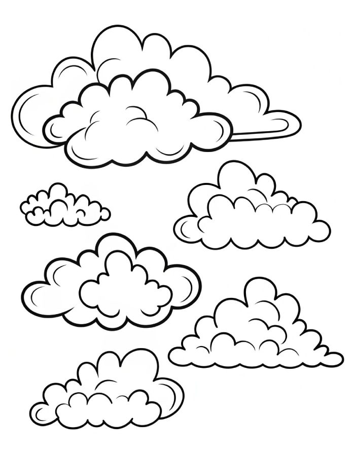 Clouds Floating In The Sky Coloring Page