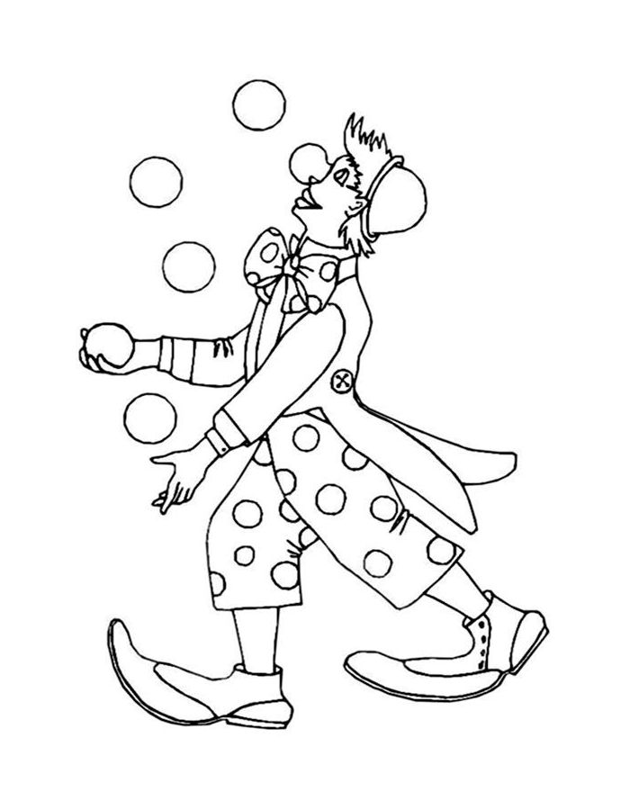 Clown Outline Coloring Page