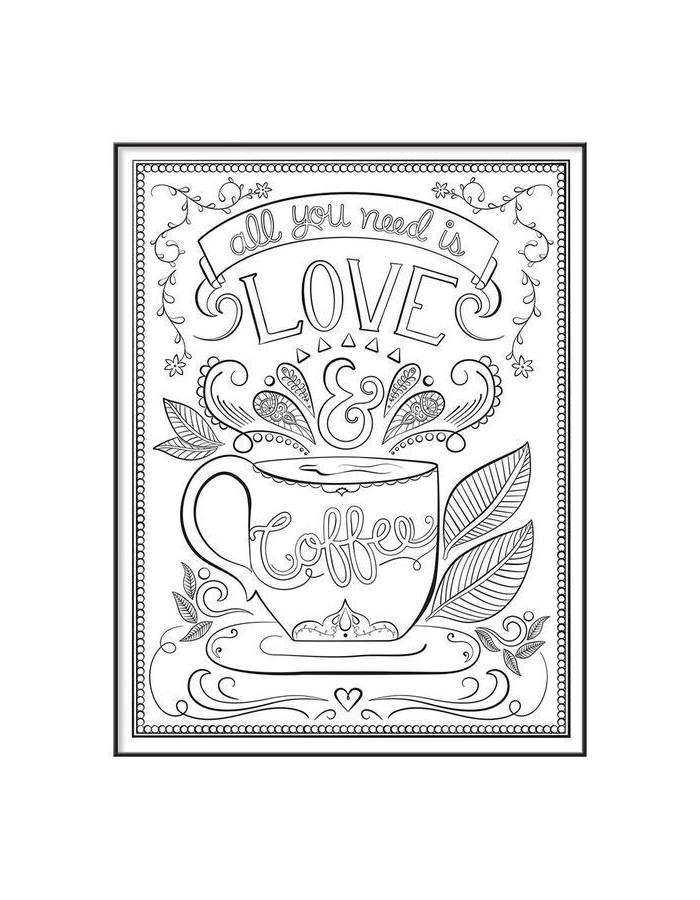 Coffee For Adults Coloring Page