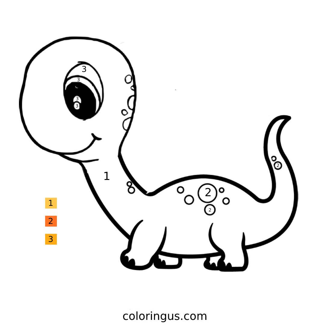 Color By Number Dinosaur Coloring Page