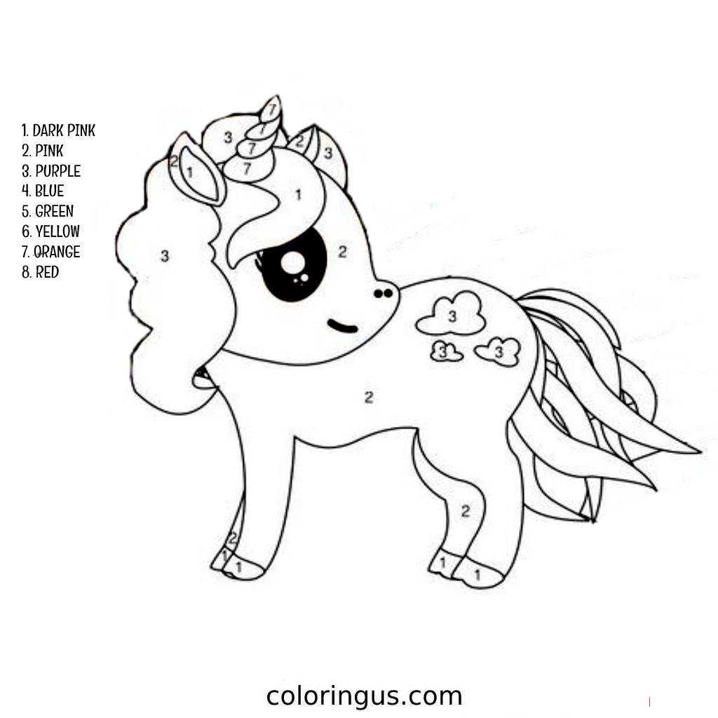 Color By Number Unicorn Coloring Page