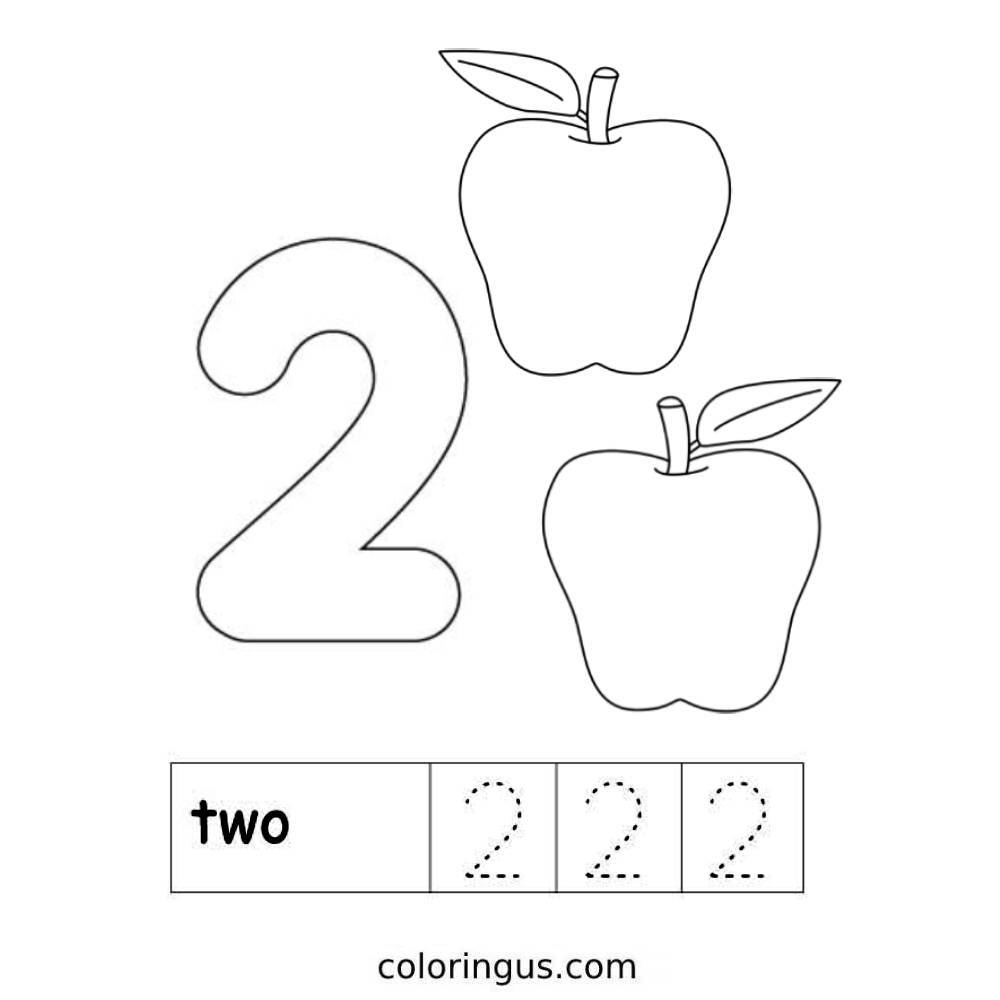 Color The Number 2 Worksheets Coloring Page