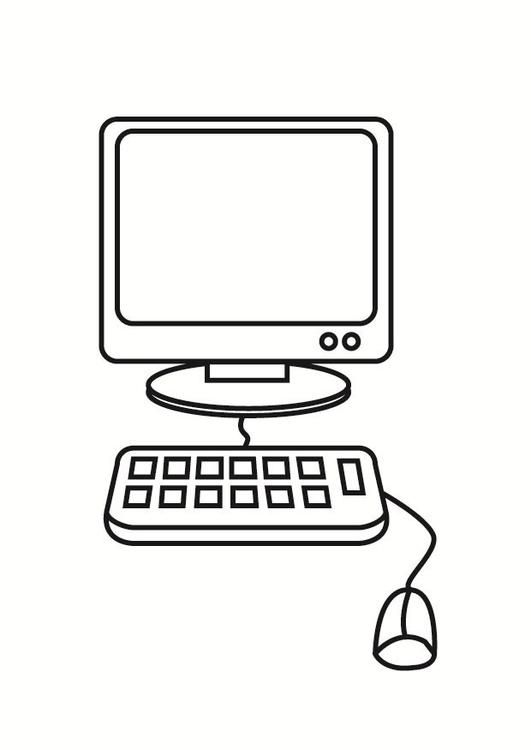 Computer for kindergarten coloring page