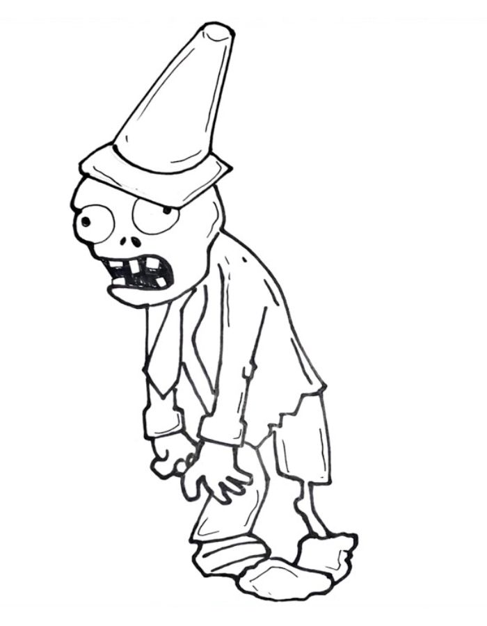 Conehead Zombie Coloring Page