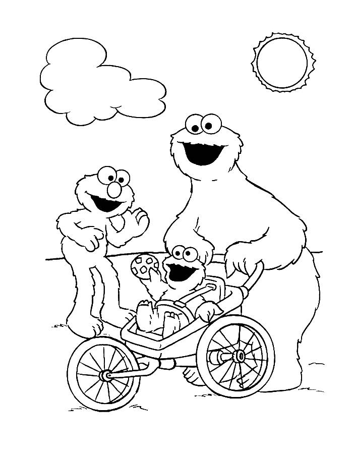 Cookie Monster And Elmo Coloring Page