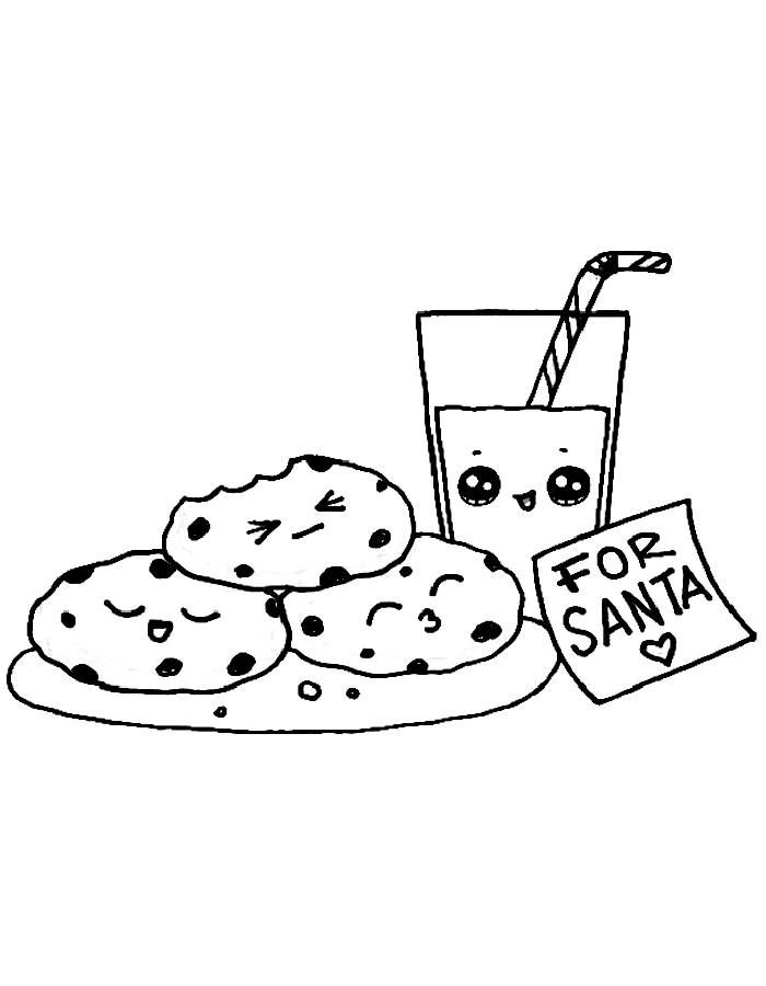 Cookies And Milk For Santa Easy Coloring Page