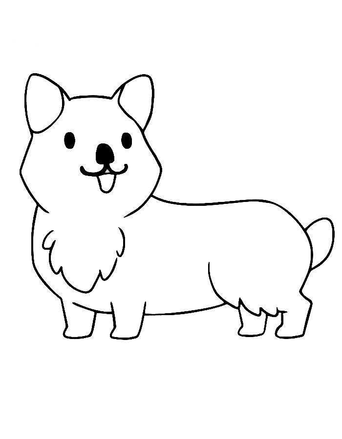 Corgi Dog Outline Pdf Coloring Page