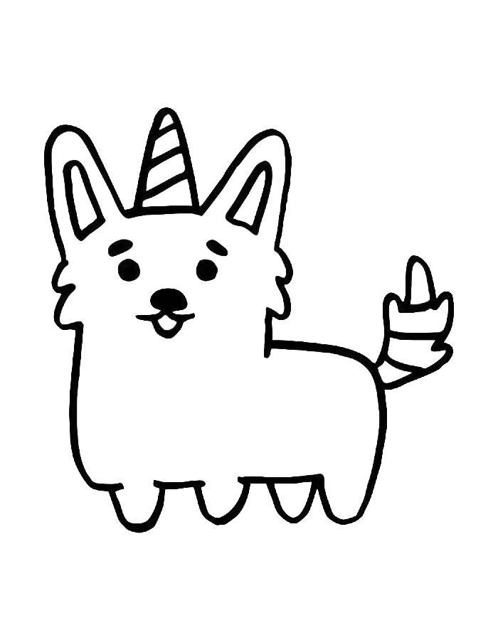 Corgi Unicorn Cute And Easy Coloring Page