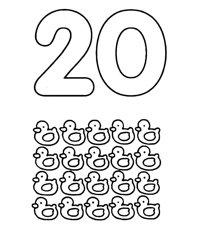 Count and color 20 coloring page