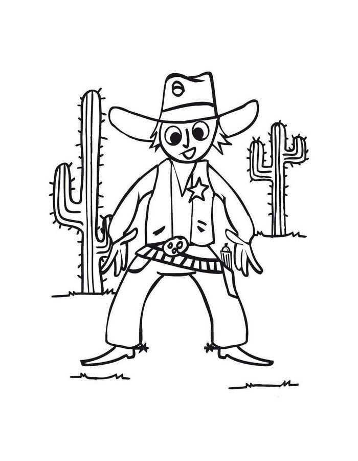 Cowboy Cartoon Coloring Page