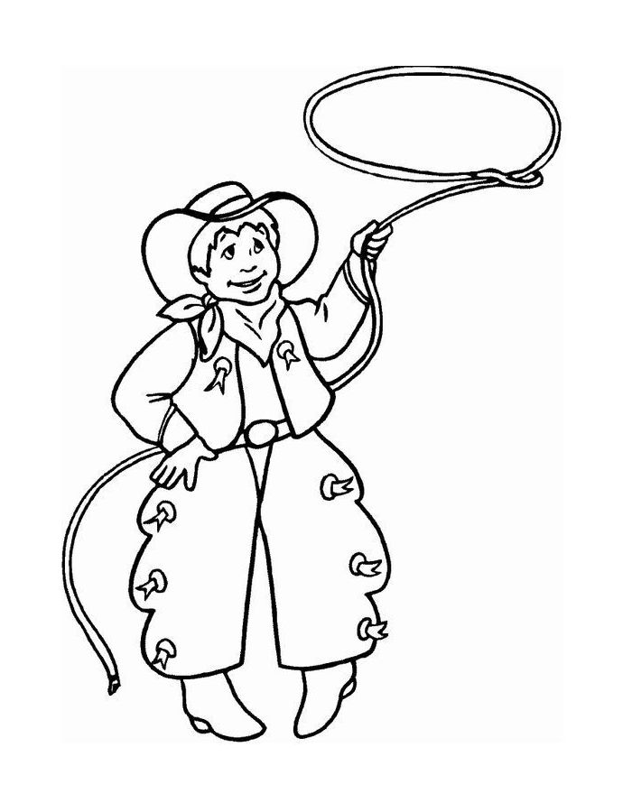 Cowboy Line Art Coloring Page