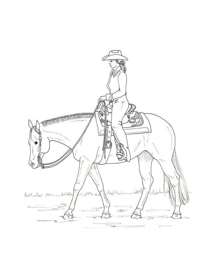 Cowgirl And Horse Coloring Page