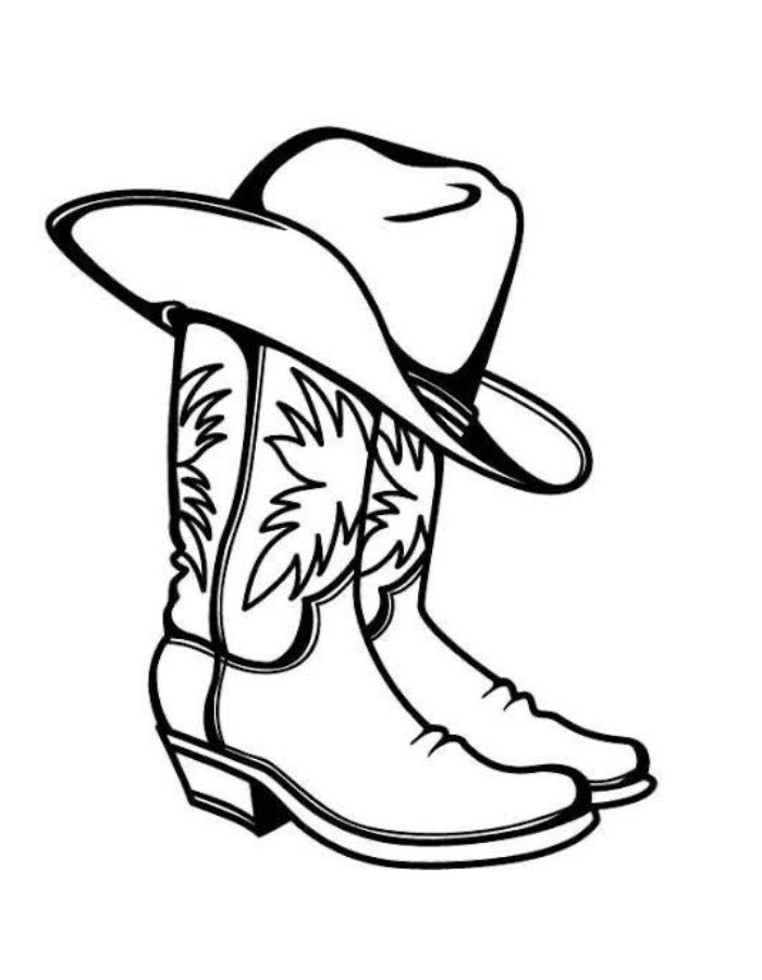 Cowgirl Boots Coloring Page