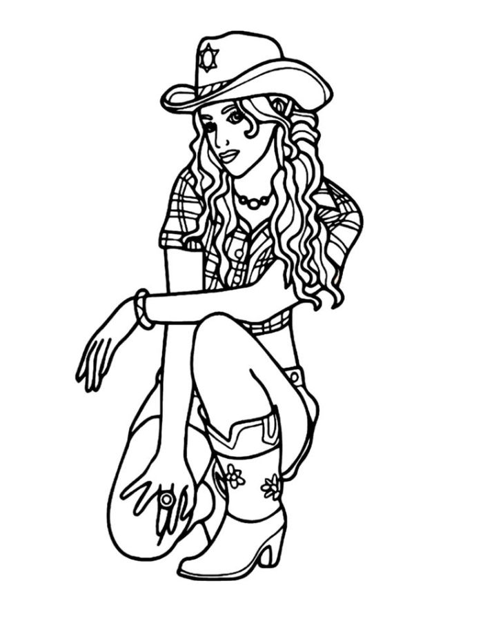 Cowgirl Images Art Coloring Page