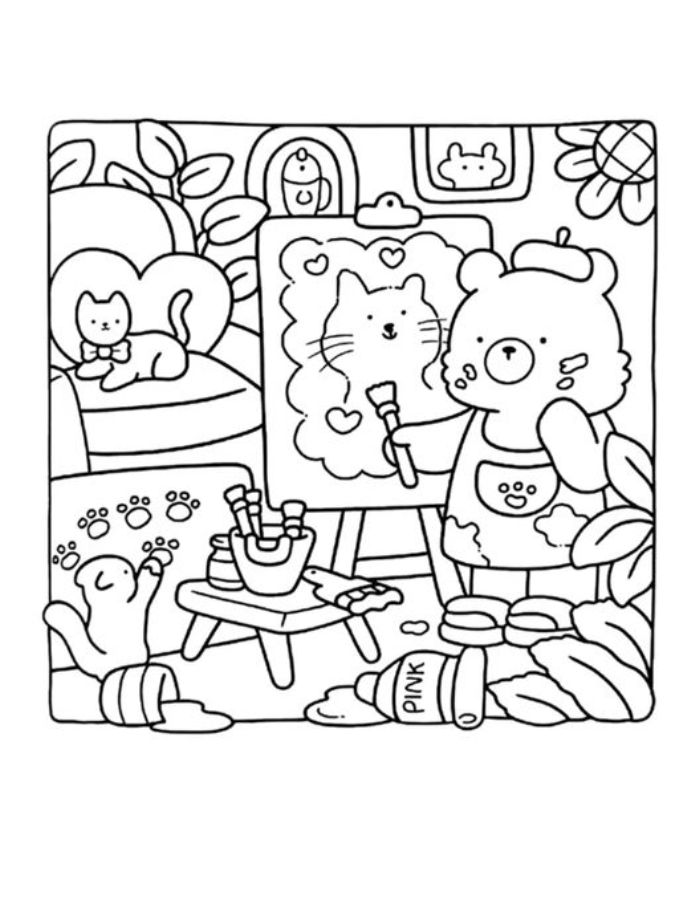 Cozy Friends Image Coloring Page