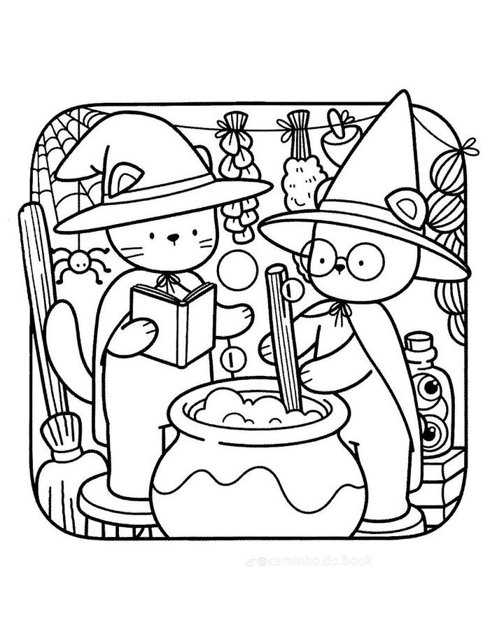 Cozy Friends Picture Coloring Page