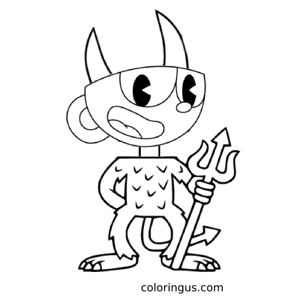 Cuphead devil coloring page