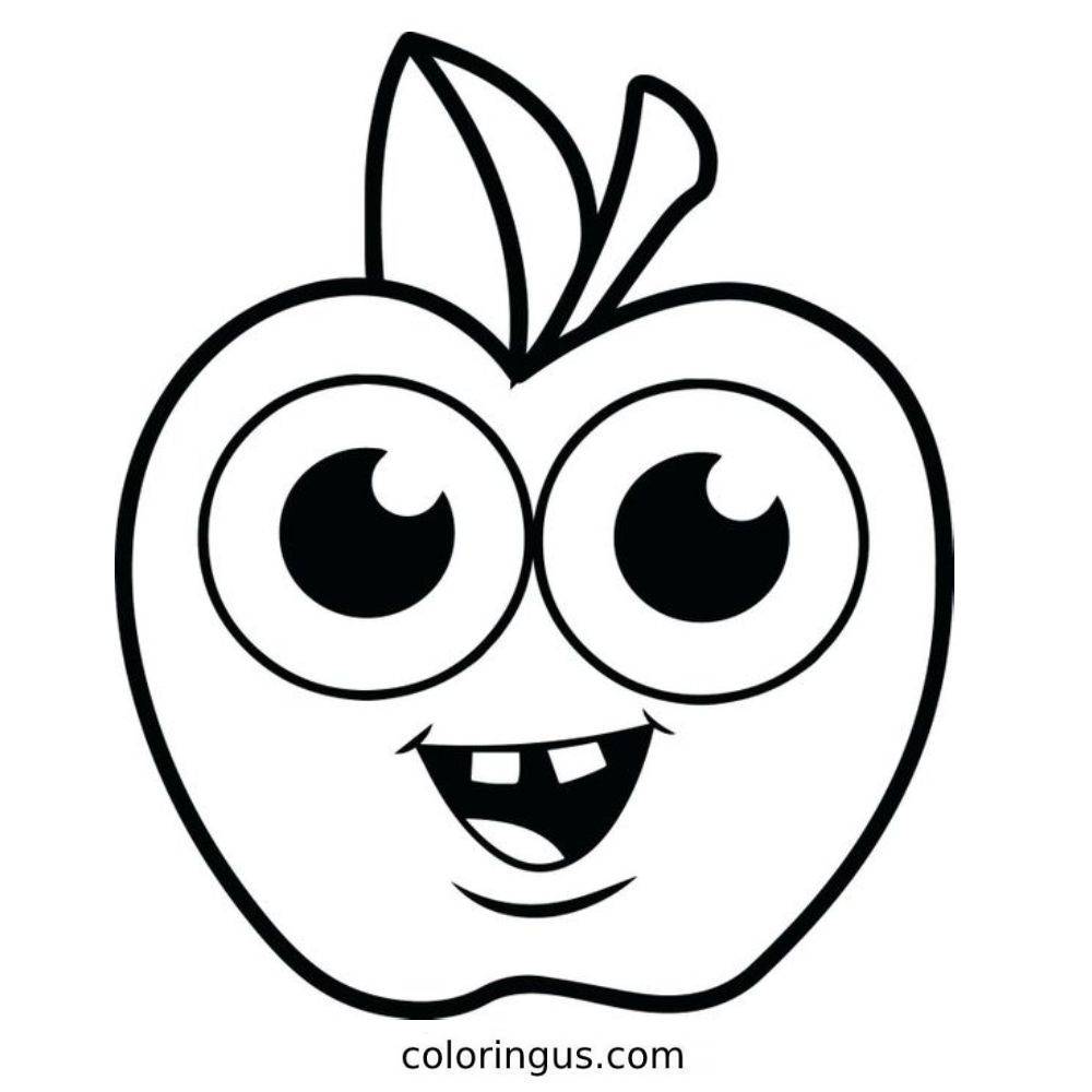 Cute Apple For Kids Coloring Page