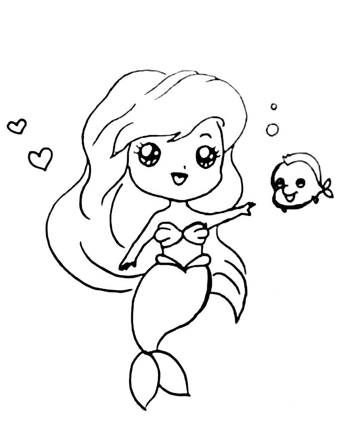 Easy & Cute Ariel Little Mermaid Drawing Coloring Page