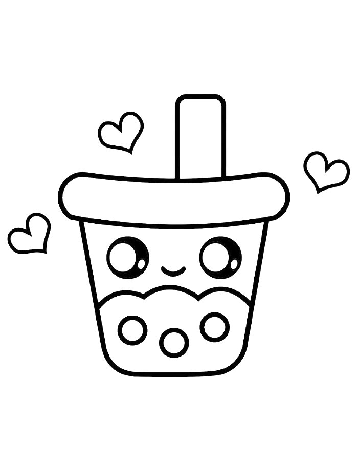 Cute Boba Coloring Page