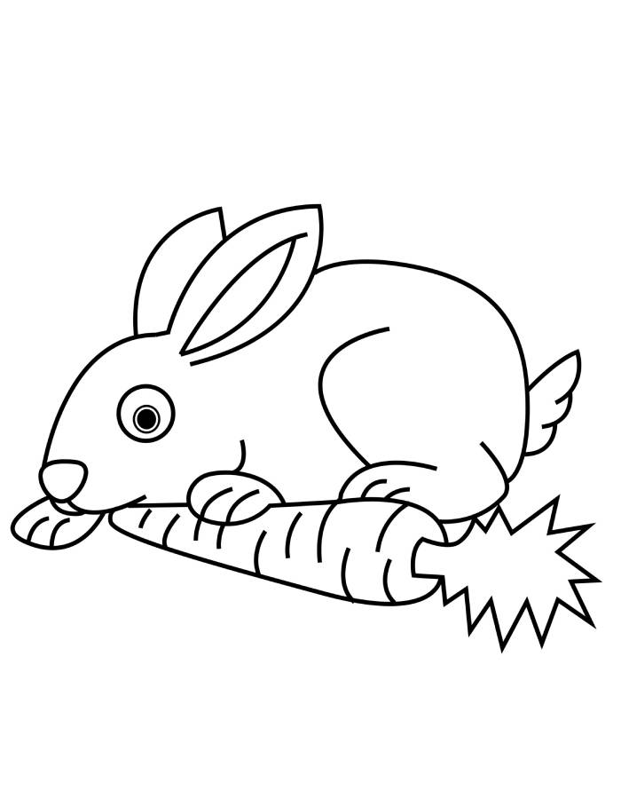 Cute Bunny Eating Carrots Coloring Page