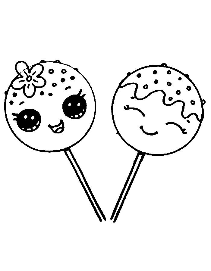 Cute Cake Pop Coloring Page