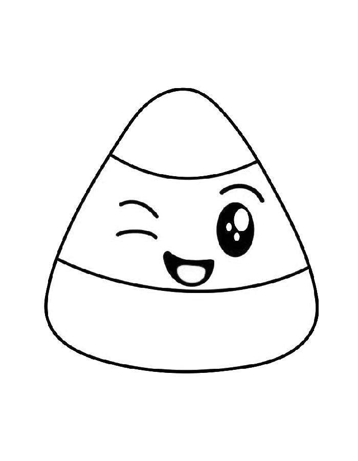 Cute Candy Corn Drawing Coloring Page